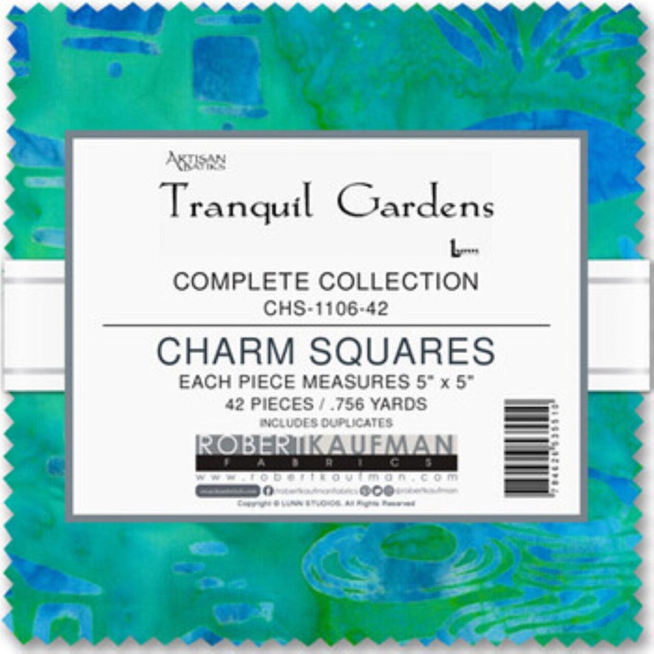 Tranquil Gardens Charm Pack 5x5 inch squares by Robert Kaufman Assorted